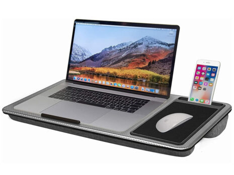 SEFFO Lap Desk / Laptop Stand / Portable Tray With Cushion, Built In Mouse Pad And Phone Holder, Up To 15.6″