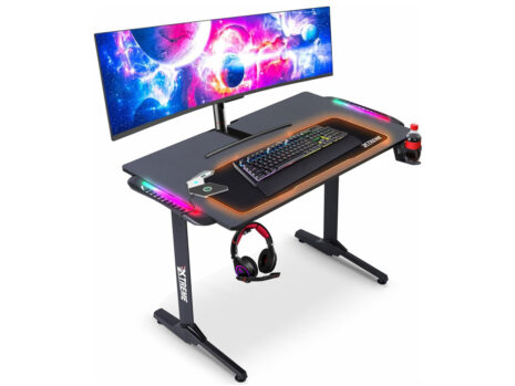 Olsen & Smith XTREME gaming desk with RGB LED lights, mouse pad and wireless charging panel, 110 x 60cm