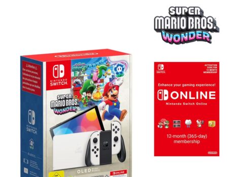 Nintendo Switch – OLED Model (White) + Super Mario Bros. Wonder + Nintendo Switch Online Individual 12-Month (365-Day) Membership