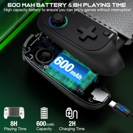 Mobile Gaming Controller for Android/iPhone with RGB Lights & Hall Effect Joysticks