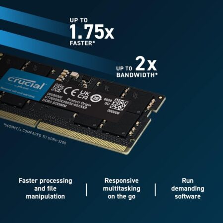 16GB DDR5 2400MHz CL17 SODIMM RAM for Mac - Crucial 260-Pin Laptop Memory CT16G4S24AM
