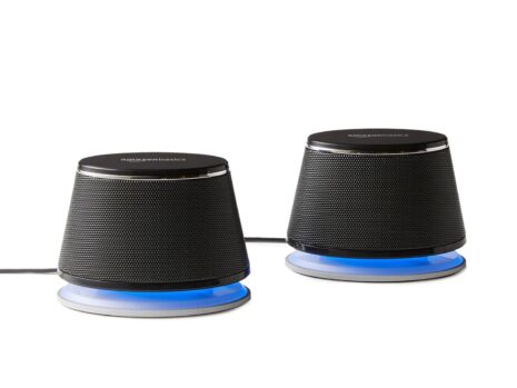 Amazon Basics USB-Powered Stereo 2.0 Speakers for PC/Laptop, 3.5mm Aux Input, Black – 1 Pair