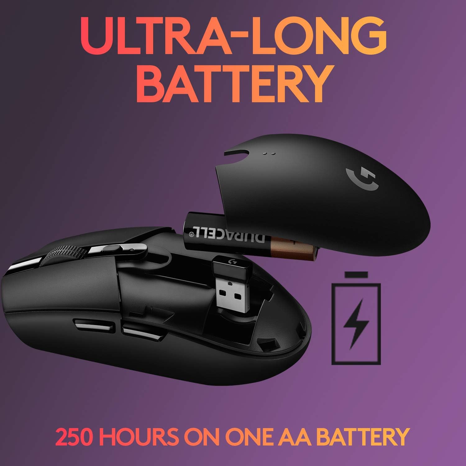 Logitech G305 LIGHTSPEED Wireless Gaming Mouse, Hero 12K Sensor, 12,000 DPI, Lightweight, 6 Programmable Buttons, 250h Battery Life