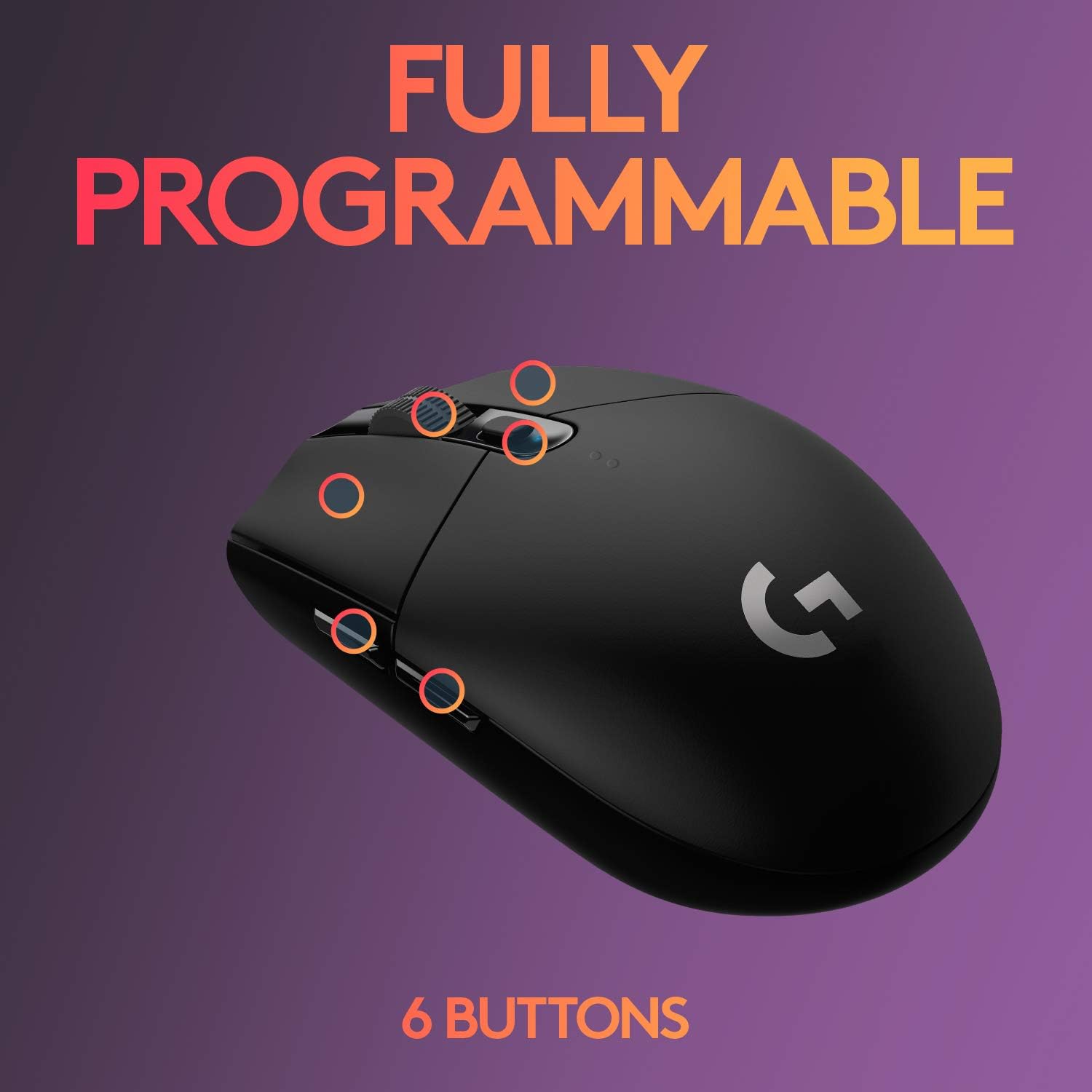 Logitech G305 LIGHTSPEED Wireless Gaming Mouse, Hero 12K Sensor, 12,000 DPI, Lightweight, 6 Programmable Buttons, 250h Battery Life