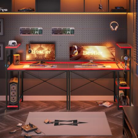 Bestier 44" LED Gaming Desk for Small Spaces - Ideal PC Desk for Gamers