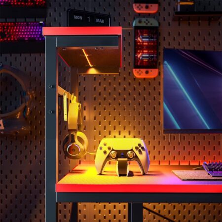 Bestier 44" LED Gaming Desk for Small Spaces - Ideal PC Desk for Gamers