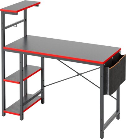 Bestier 44" LED Gaming Desk for Small Spaces - Ideal PC Desk for Gamers