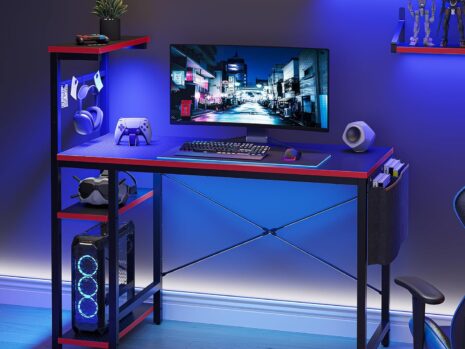 Bestier 44″ LED Gaming Desk for Small Spaces – Ideal PC Desk for Gamers