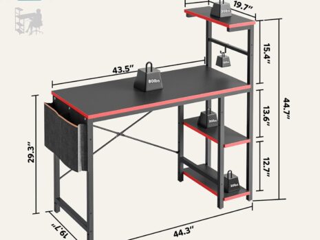 Bestier 44″ LED Gaming Desk for Small Spaces – Ideal PC Desk for Gamers