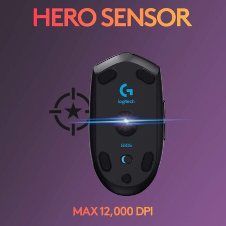 Logitech G305 LIGHTSPEED Wireless Gaming Mouse, Hero 12K Sensor, 12,000 DPI, Lightweight, 6 Programmable Buttons, 250h Battery Life