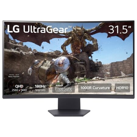 LG Ultragear 32GS60QC-B 32" Curved QHD Gaming Monitor 180Hz 1ms 1000R AMD FreeSync