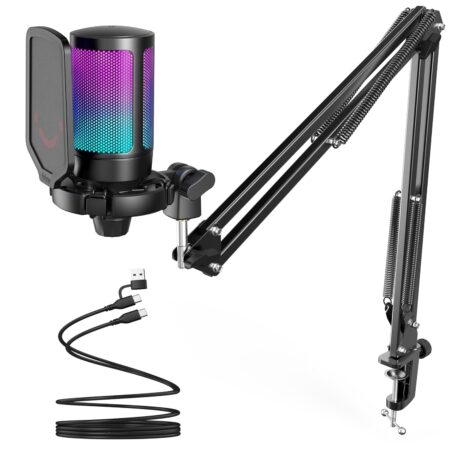 FIFINE AmpliGame A6T Gaming Condenser Microphone with Boom Arm