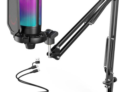 FIFINE AmpliGame A6T – USB Microphone for Gaming & Podcasting with Boom Arm