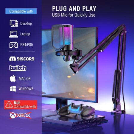 FIFINE AmpliGame A6T Gaming Condenser Microphone with Boom Arm