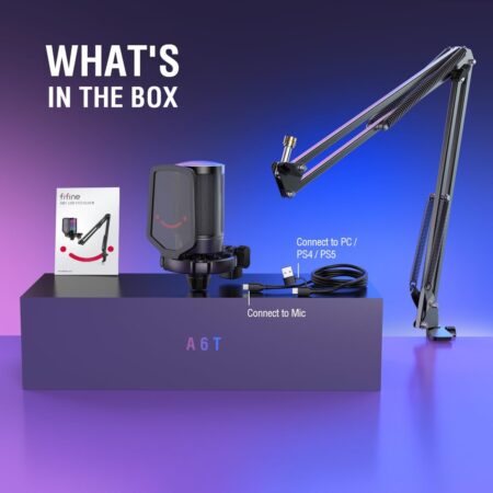 FIFINE AmpliGame A6T Gaming Condenser Microphone with Boom Arm