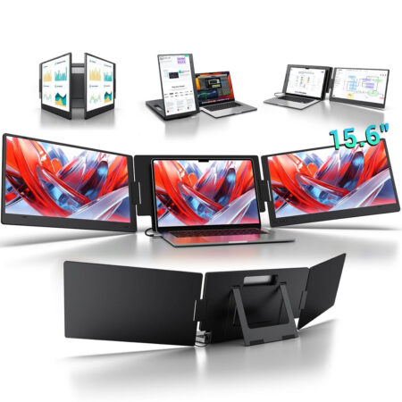 KYY 15.6-inch 1080P FHD IPS Portable USB-C Laptop Screen Extender – Triple Monitor Setup