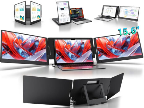 KYY 15.6-inch 1080P FHD IPS Portable USB-C Laptop Screen Extender – Triple Monitor Setup