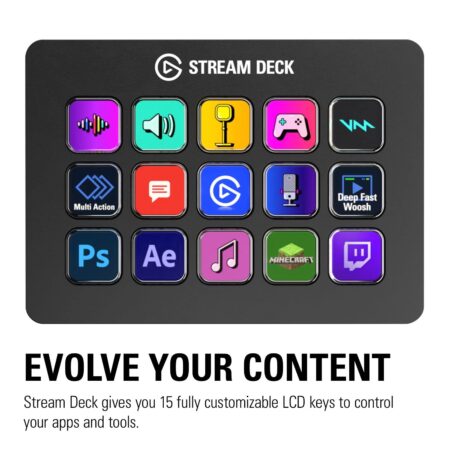Elgato Stream Deck MK.2 – Studio Controller with 15 Customizable Macro Keys for Apps and Software