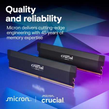 Crucial Pro 64GB DDR5 6400MHz CL40 Gaming RAM Kit (2x32GB) with Intel XMP Overclocking
