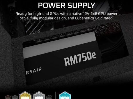 CORSAIR RM750e (2025) Fully Modular ATX Power Supply – 12V-2×6 Cable, Low Noise, PCIe & ATX 3.1