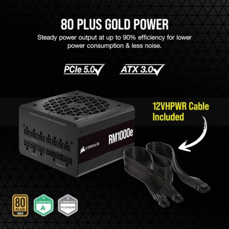 Corsair RM1000e (2023) Fully Modular, Low-Noise Power Supply - ATX 3.0 & PCIe 5.0 Ready
