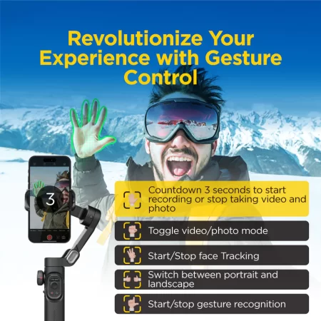 AOCHUAN Smart XE - 3-Axis Smartphone Stabilizer | Gimbal with Gesture Control and Face Tracking