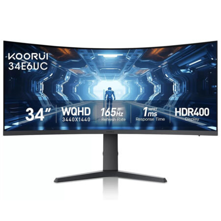 KOORUI 34" Curved Ultrawide WQHD Gaming Monitor 165Hz, 1000R, 1ms MPRT, PIP/PBP