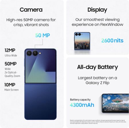 Samsung Galaxy Z Flip7 Cell Phone, 512GB AI Smartphone