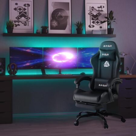N-GEN GAMING High Back Recliner: Video Gaming Chair with Footrest & Lumbar Support for Home Office