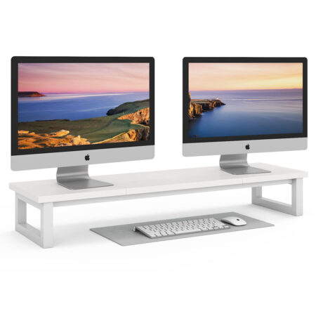 39-Inch Dual Monitor Wooden Stand Riser for 2 Screens – Large Computer Monitor Stand