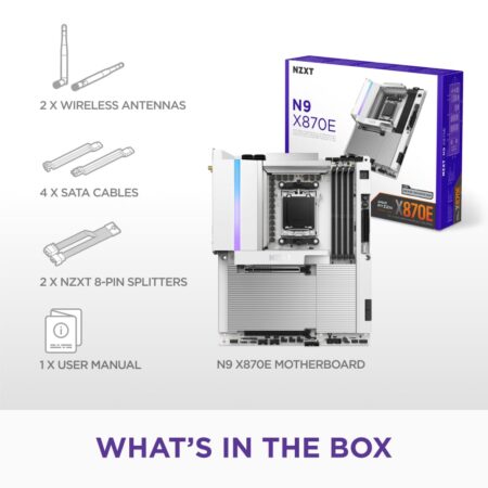 NZXT N9 X870E - ATX Motherboard for Ryzen 7000/8000/9000, DDR5, 4x M.2, 20+2+1 Power Stages