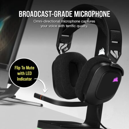 Corsair HS80 RGB USB Gaming Headset with Dolby 7.1 Surround Sound - Broadcast-Grade Audio