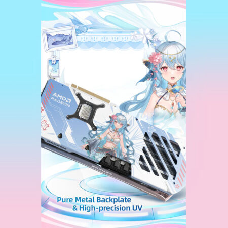 Yeston Sakura Atlantis RX 9070 XT 16GB GDDR6 256-bit 4nm Graphics Card - Pure metal backplate and high precision UV