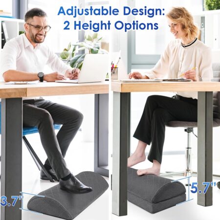 The CushZone Foot Rest boosts posture, comfort, and circulation with adjustable height and durable ergonomic support for home, office, and travel