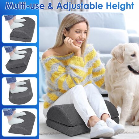 The CushZone Foot Rest boosts posture, comfort, and circulation with adjustable height and durable ergonomic support for home, office, and travel