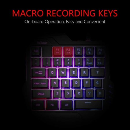 RedThunder Ergonomic One-Handed RGB Gaming Keyboard - 35-Key Portable Mini Keypad