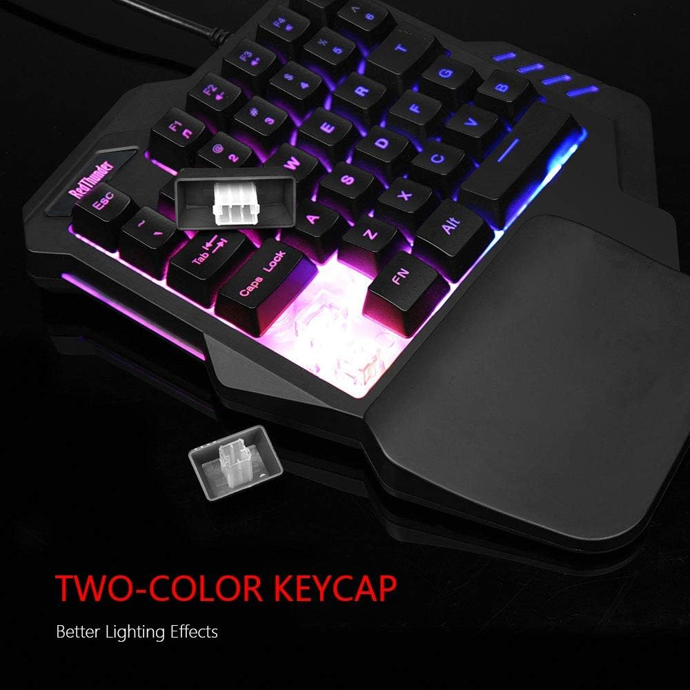 RedThunder Ergonomic One-Handed RGB Gaming Keyboard - 35-Key Portable Mini Keypad