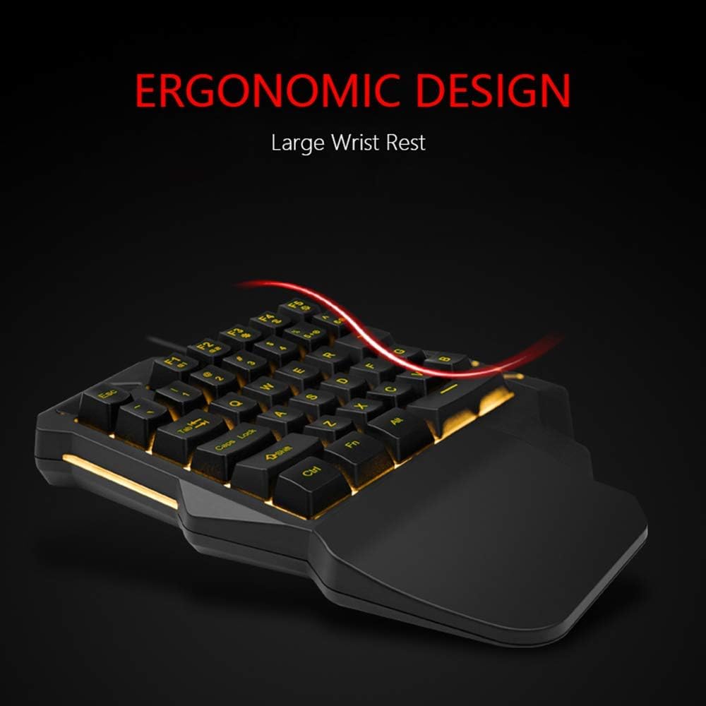 RedThunder Ergonomic One-Handed RGB Gaming Keyboard - 35-Key Portable Mini Keypad