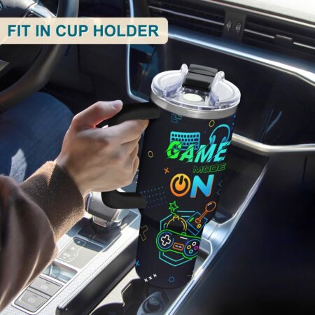 40oz Gamer Tumbler With Handle & Straw - Gift for Men and Teen Gamers