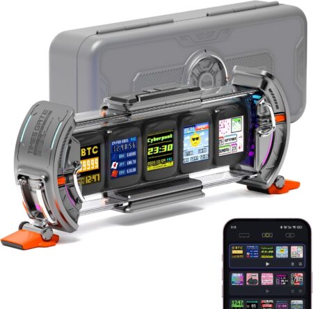 Divoom Times Gate: Cyberpunk RGB Alarm Clock with Smart App & WiFi Connectivity