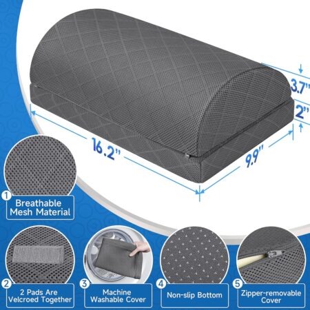 The CushZone Foot Rest boosts posture, comfort, and circulation with adjustable height and durable ergonomic support for home, office, and travel