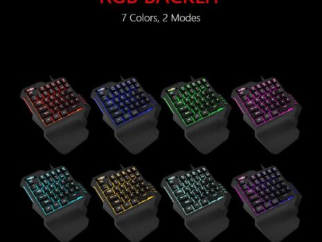 RedThunder Ergonomic One-Handed RGB Gaming Keyboard – 35-Key Portable Mini Keypad