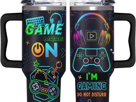40oz Gamer Tumbler With Handle & Straw – Gift for Men and Teen Gamers