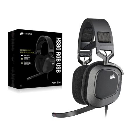 Corsair HS80 RGB USB Gaming Headset with Dolby 7.1 Surround Sound - Broadcast-Grade Audio