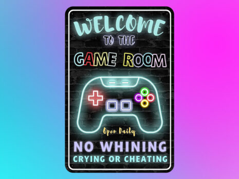 Gaming Room Metal Sign – 12x8inch Aluminium Wall Décor for Boys, Gamers, Man Caves