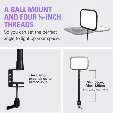 Elgato Key Light - 2800 Lumens Adjustable Studio Light with Desk Clamp for Streaming & Recording