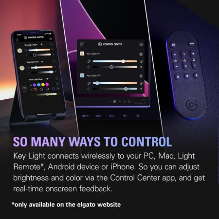 Elgato Key Light - 2800 Lumens Adjustable Studio Light with Desk Clamp for Streaming & Recording