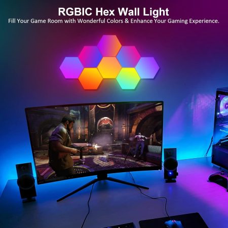 8 Pack RGB Hexagon LED Wall Lights - Unique Room Decor & Perfect Gift Idea