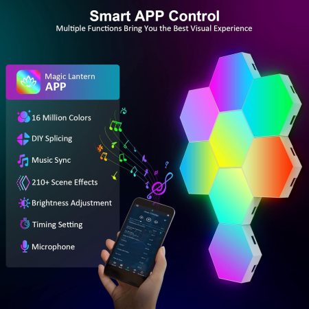 8 Pack RGB Hexagon LED Wall Lights - Unique Room Decor & Perfect Gift Idea