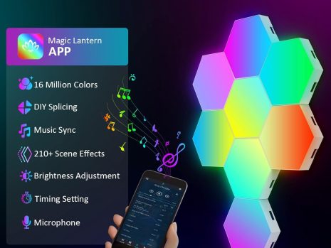 8 Pack RGB Hexagon LED Wall Lights